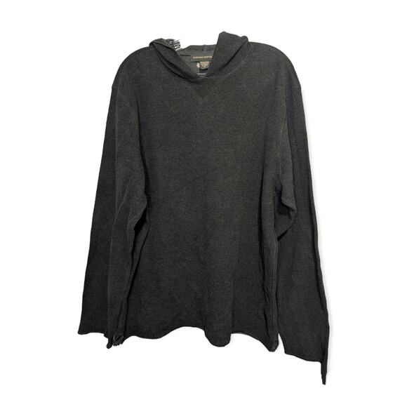 Banana Republic Mens Dark Gray Hooded 100% Cotton Pullover Sweater XL - Picture 1 of 9